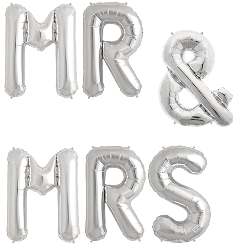 Silver Mr &Mrs Letters Foil balloon