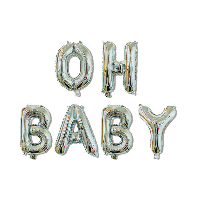 Silver Oh Baby Letter Foil Balloon