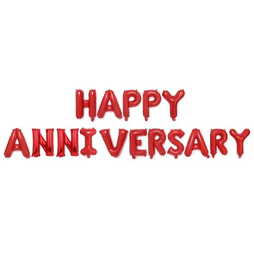 Red Happy Anniversary Letters Foil Balloons