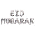 Silver Eid Mubarak Phrase Foil Balloons
