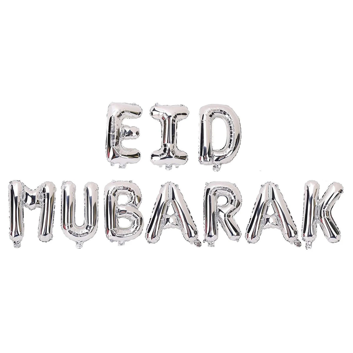 Silver Eid Mubarak Phrase Foil Balloons