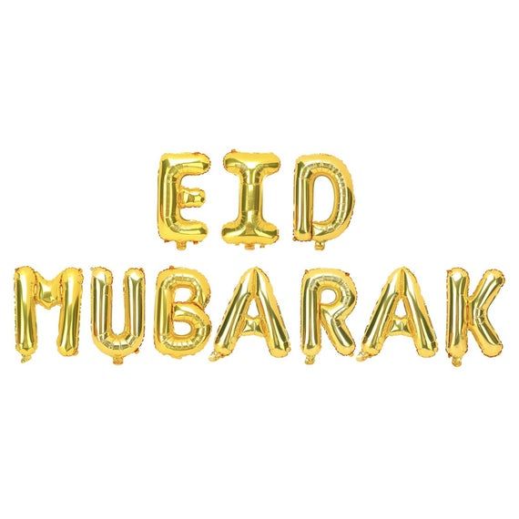 Golden Eid Mubarak Phrase Foil Balloons