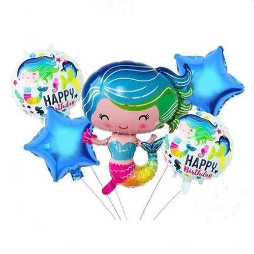 Shimmering Mermaids Balloon Bouquet 5 Pcs Set