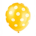 Polka Yellow Latex balloons 10 Pcs.