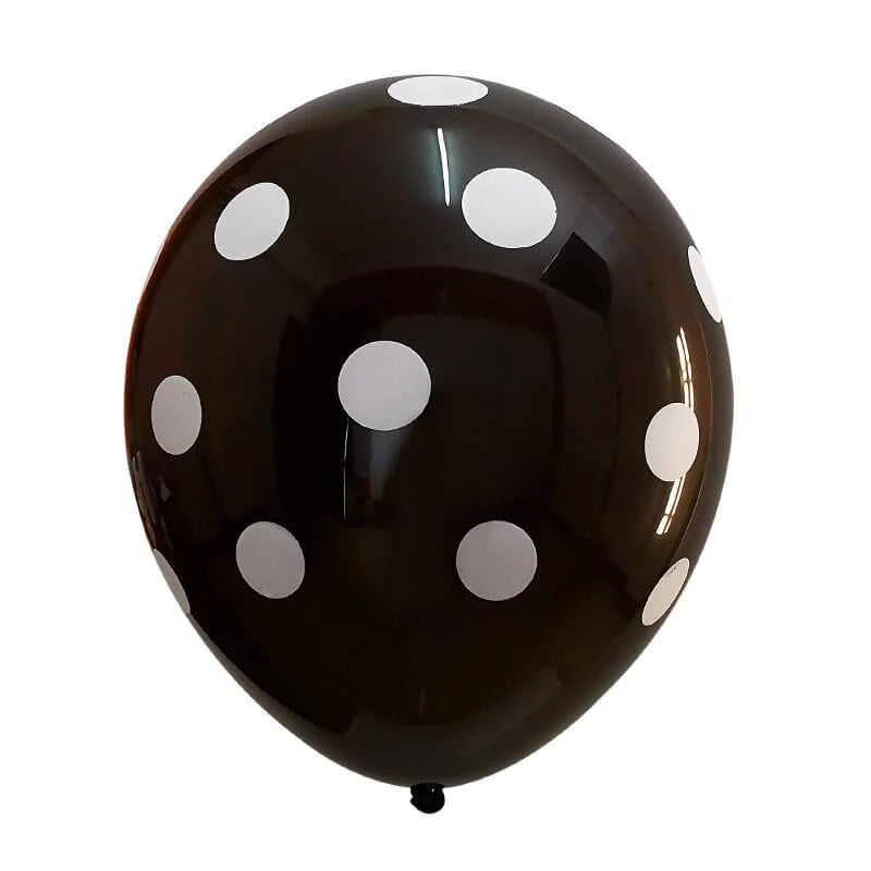 Polka Black Latex Balloons 10 Pcs.