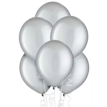 Shiny Metallic Platinum Silver Latex balloons 10 In. 10 Pcs.