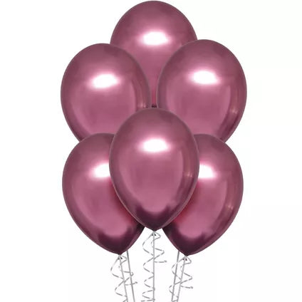 Shiny Metallic Satine Pink Latex balloons 10 In. 10 Pcs.