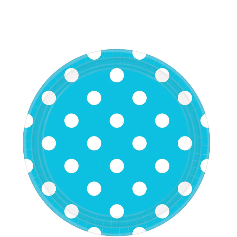 Caribbean Blue Dots Round Paper Plates 10 Pcs.