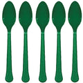 Festive Green Plastic Spoons 20 Pcs