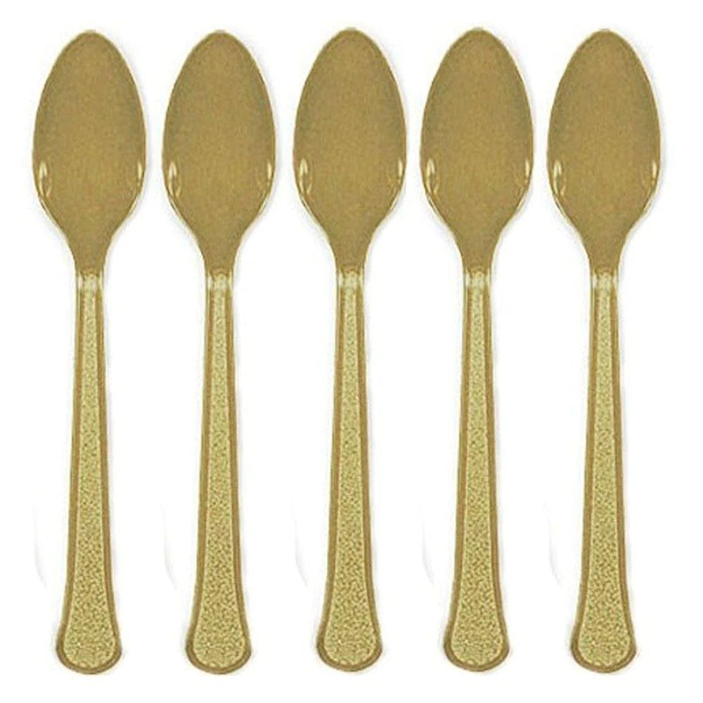 Golden Plastic Spoons 20 Pcs