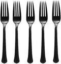 Jet Black Plastic Forks 24 Pcs