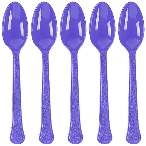 Dark Purple Plastic Spoons 20 Pcs