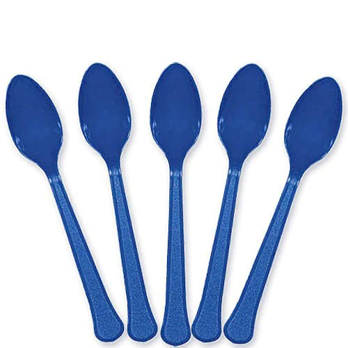 Bright Royal Blue Plastic Spoon 20 Pcs