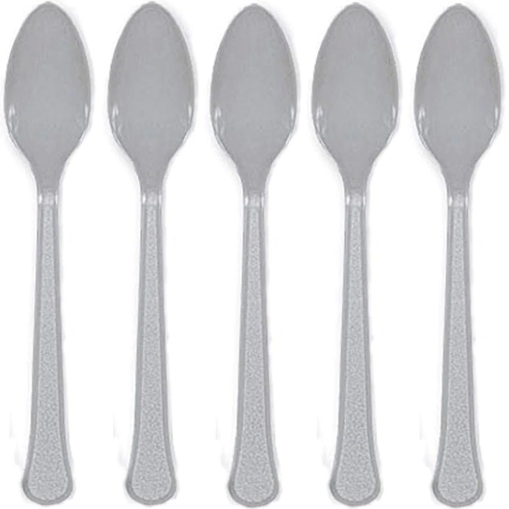 Silver Plastic Spoons 20 Pcs