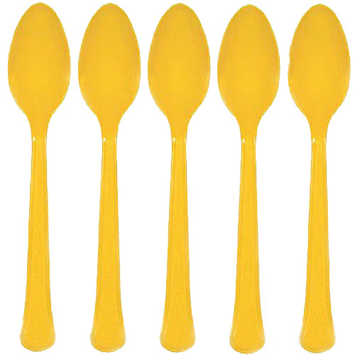 Yellow Sunshine Plastic Spoons 20 Pcs
