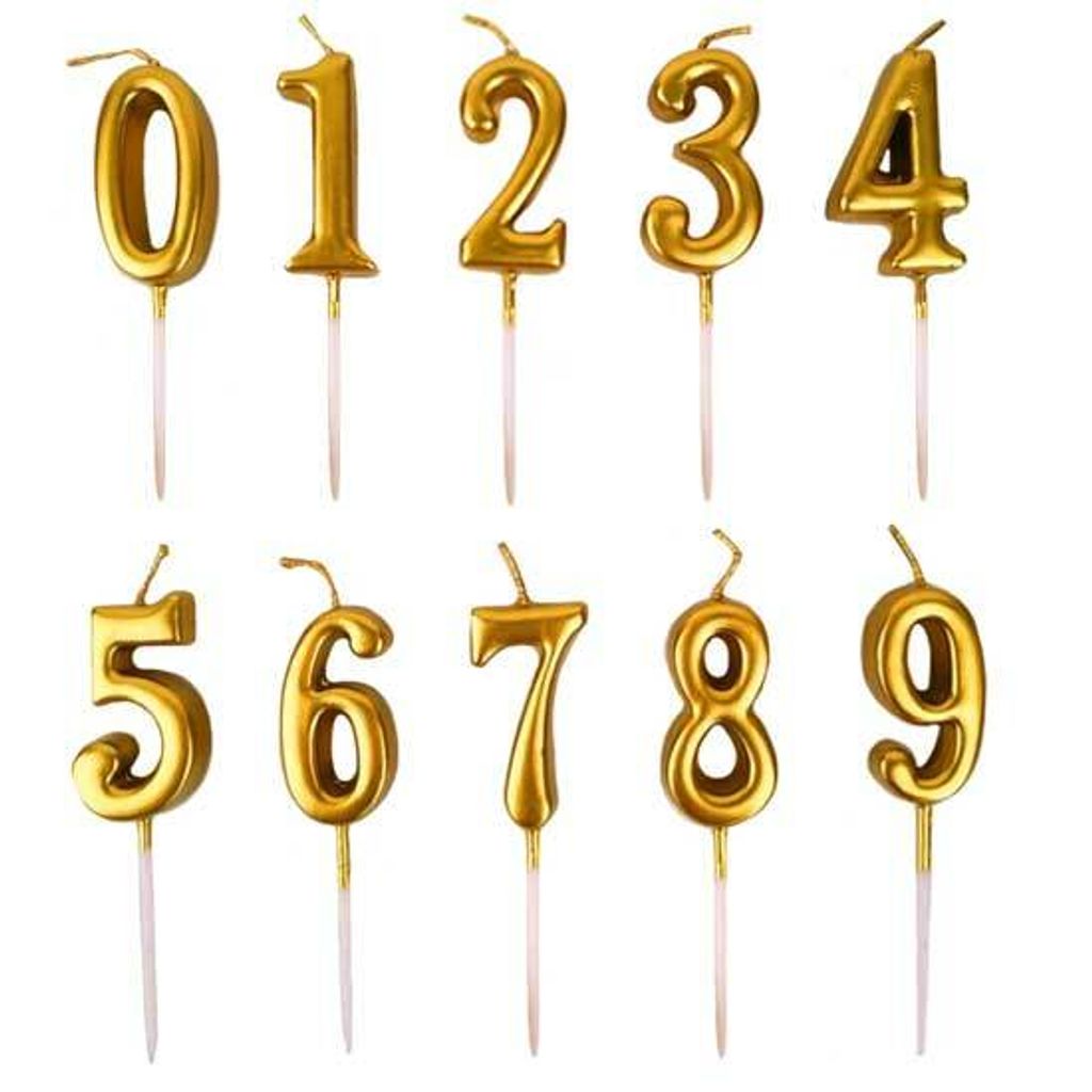 Golden Mini Number Candle For Birthday Cakes
