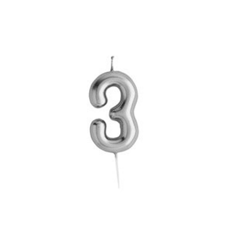 Silver Mini Number Candle For Birthday Cakes