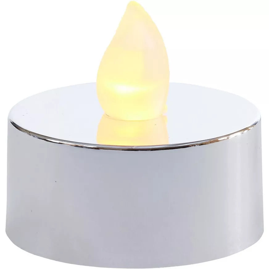 Metallic Silver Tealight Flameless LED Candle