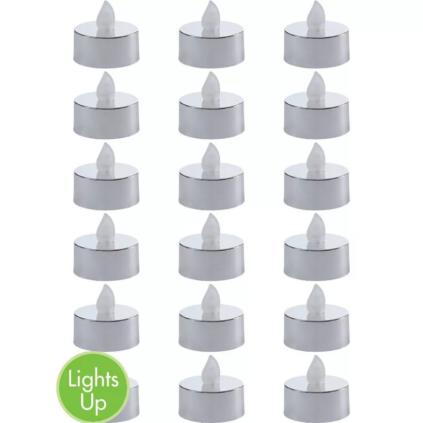 Metallic Silver Tealight Flameless LED Candle