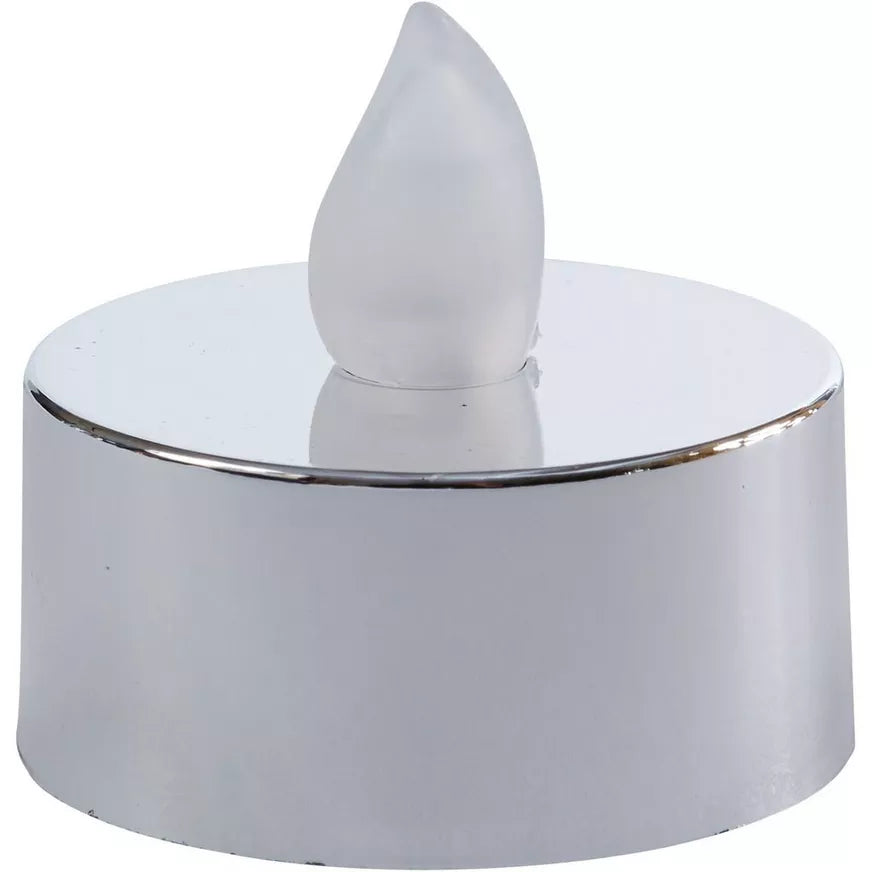 Metallic Silver Tealight Flameless LED Candle