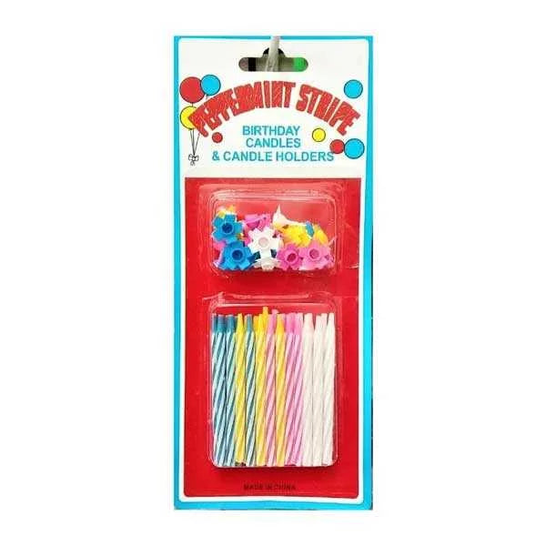 Peppermint Stripe Rainbow Birthday Candles