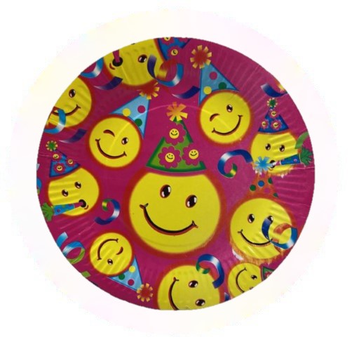 Smiley Round Paper Plates 10 Pcs.