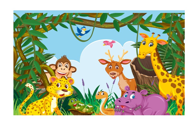 Jungle Animals Theme Backdrop