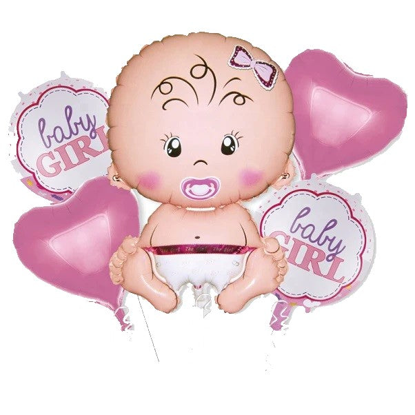 Baby Girl Balloon Bouquet 5pcs