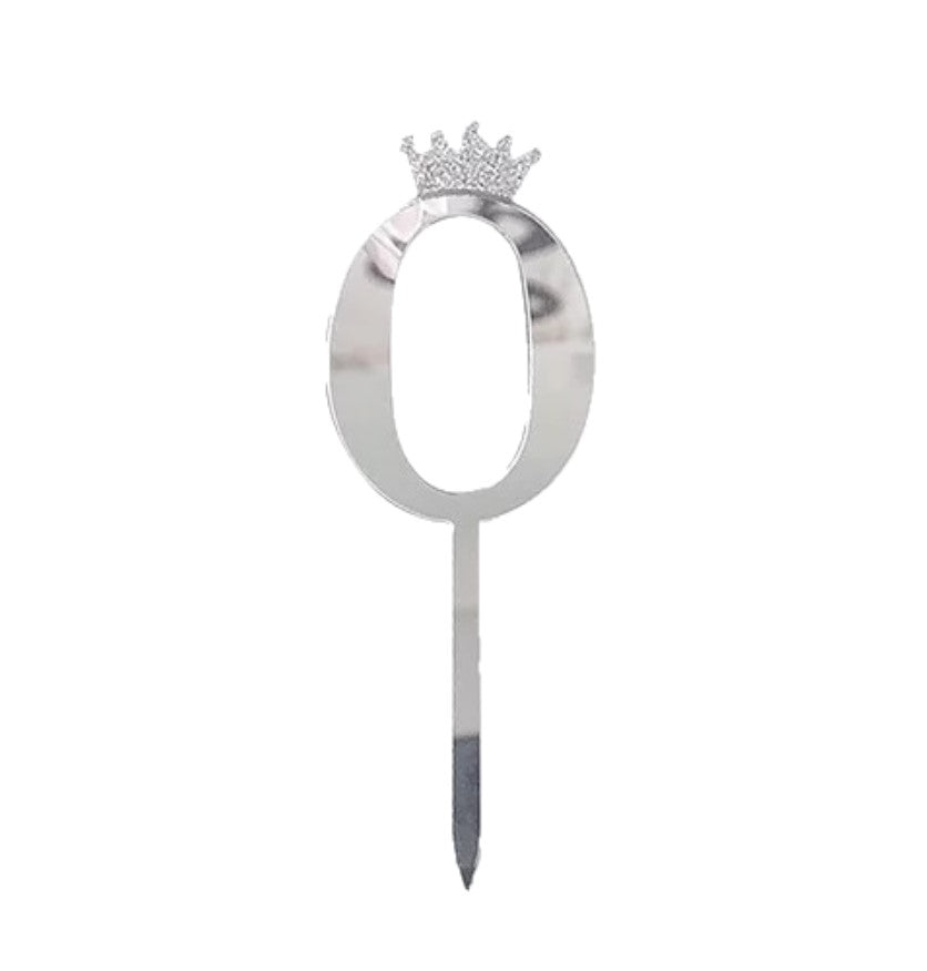 Silver Numbers Cake Topper