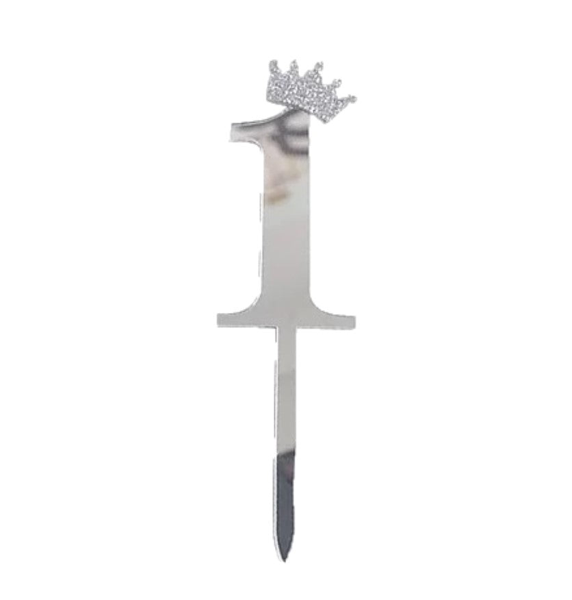 Silver Numbers Cake Topper