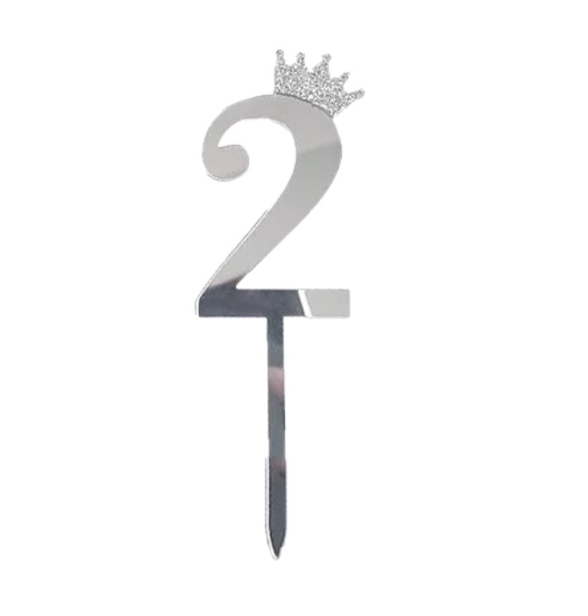 Silver Numbers Cake Topper