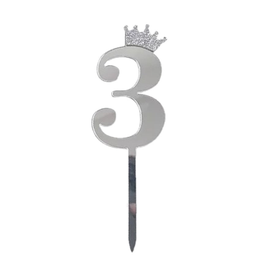 Silver Numbers Cake Topper