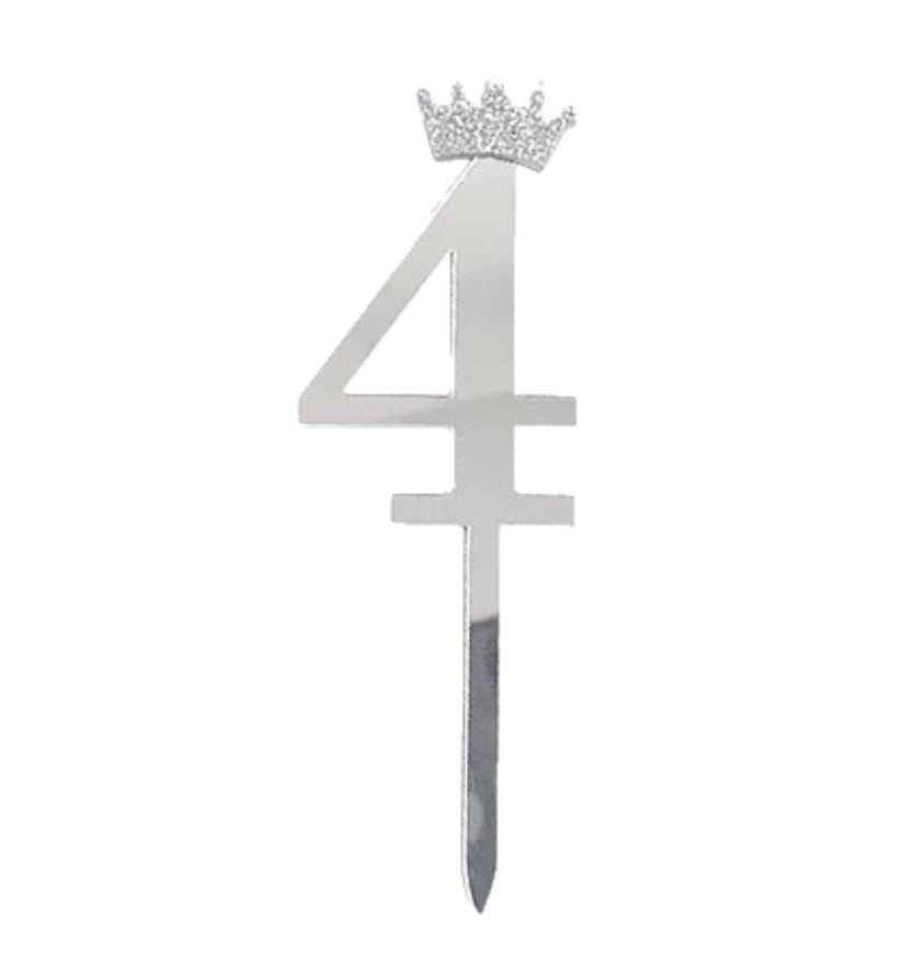 Silver Numbers Cake Topper