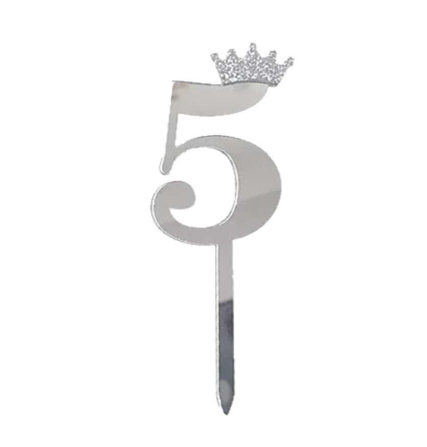 Silver Numbers Cake Topper
