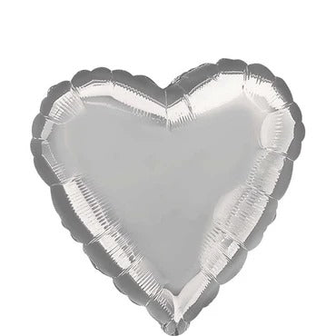 Silver Heart Shape Foil Balloon 18 inch