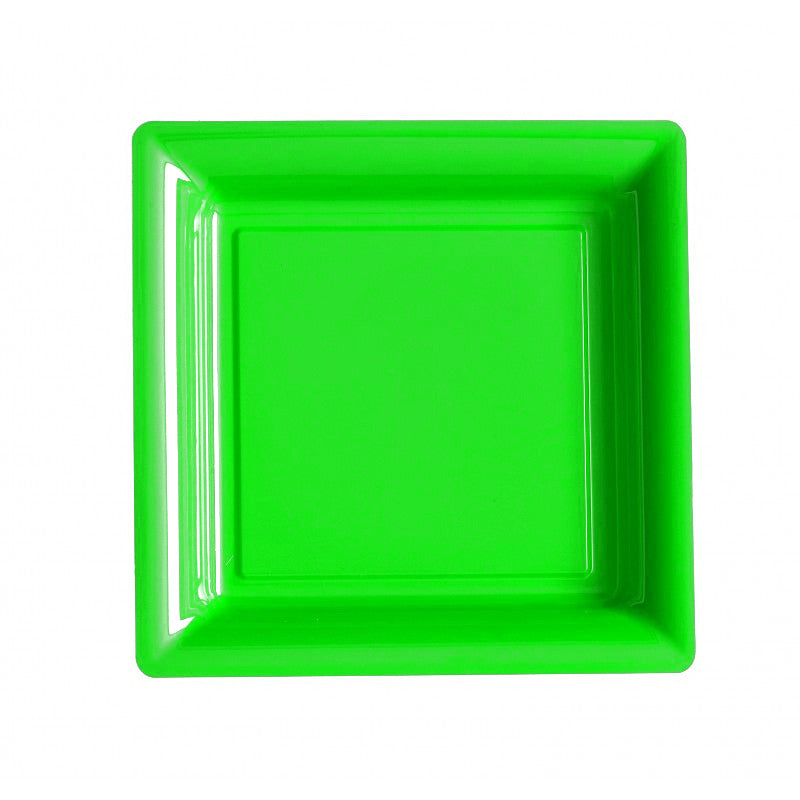 Square Green Plates 10 Pcs.