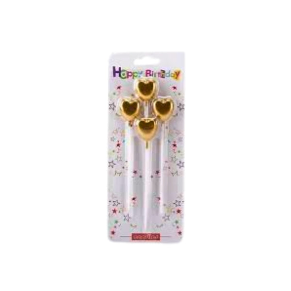 Golden Heart-Shaped Birthday Candles