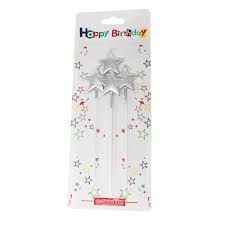 Silver Star-Shaped Birthday Candles