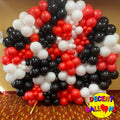 Red, Black, and White Birthday Party Decoration Setup – Bold & Stylish Celebration Decor