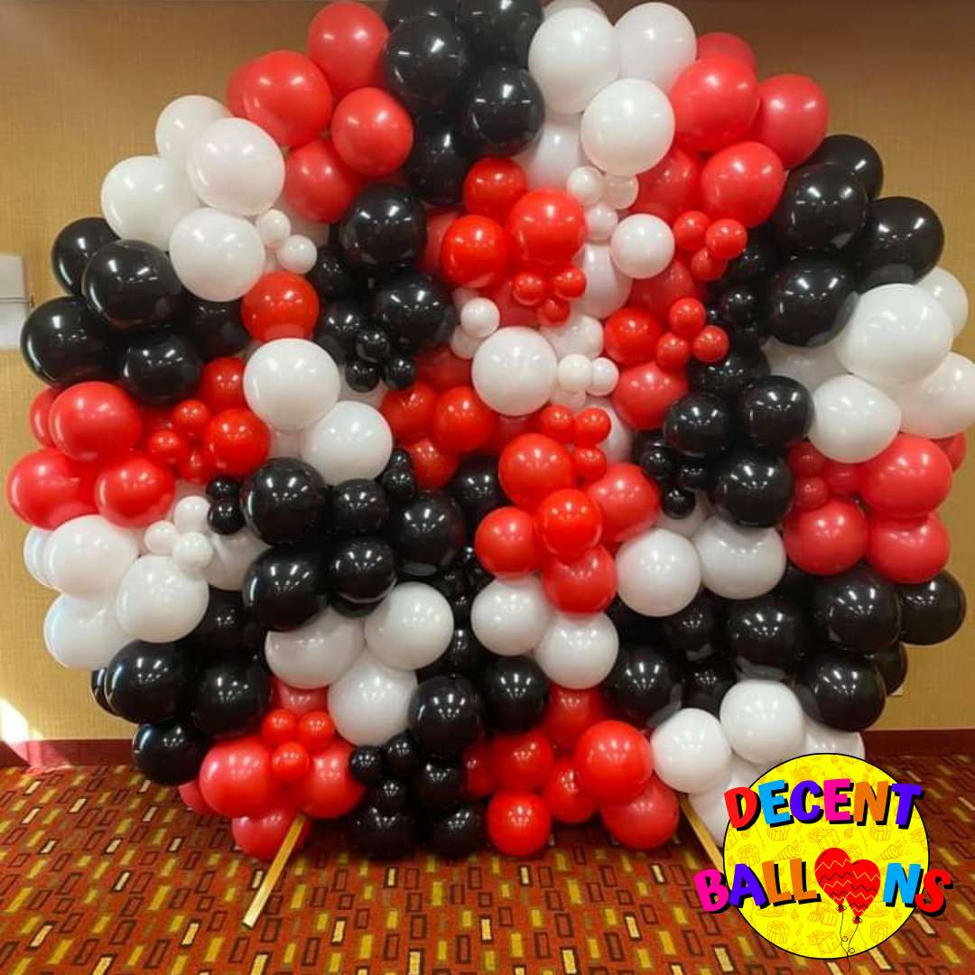 Red, Black, and White Birthday Party Decoration Setup – Bold & Stylish Celebration Decor