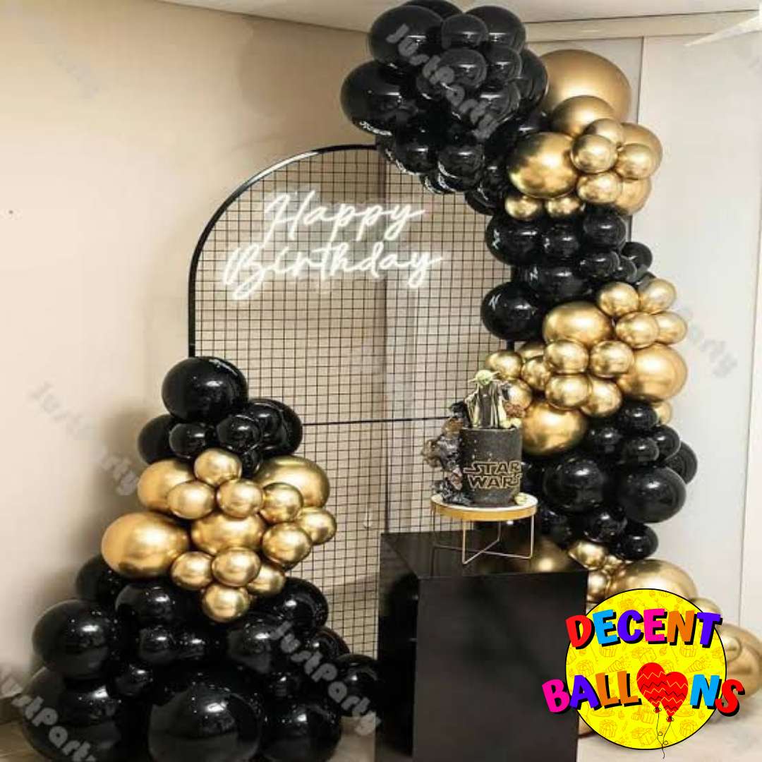Black and Gold Birthday Party Setup – Luxurious & Bold Celebration Decor