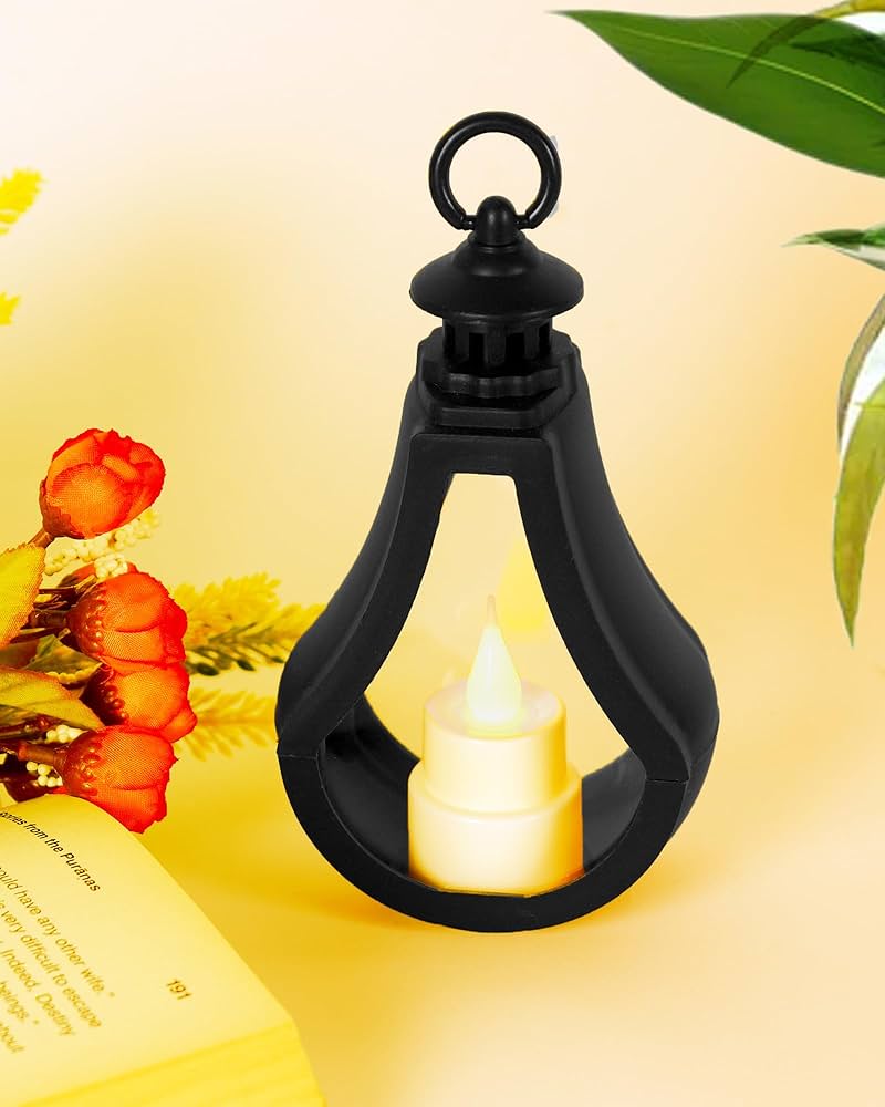 Black Lantern with LED Candle