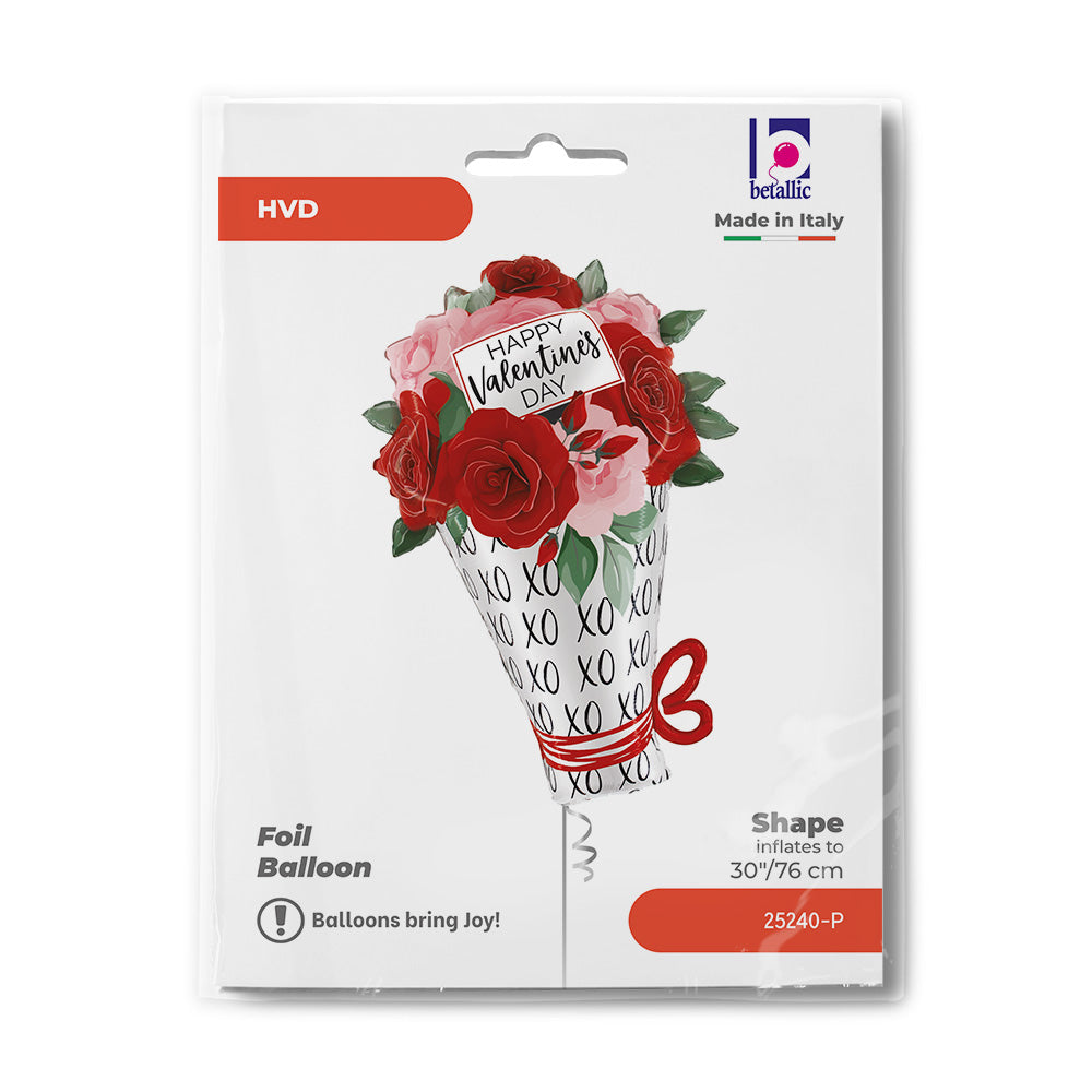 Happy Valentine's Day Rose Bouquet Foil Balloon