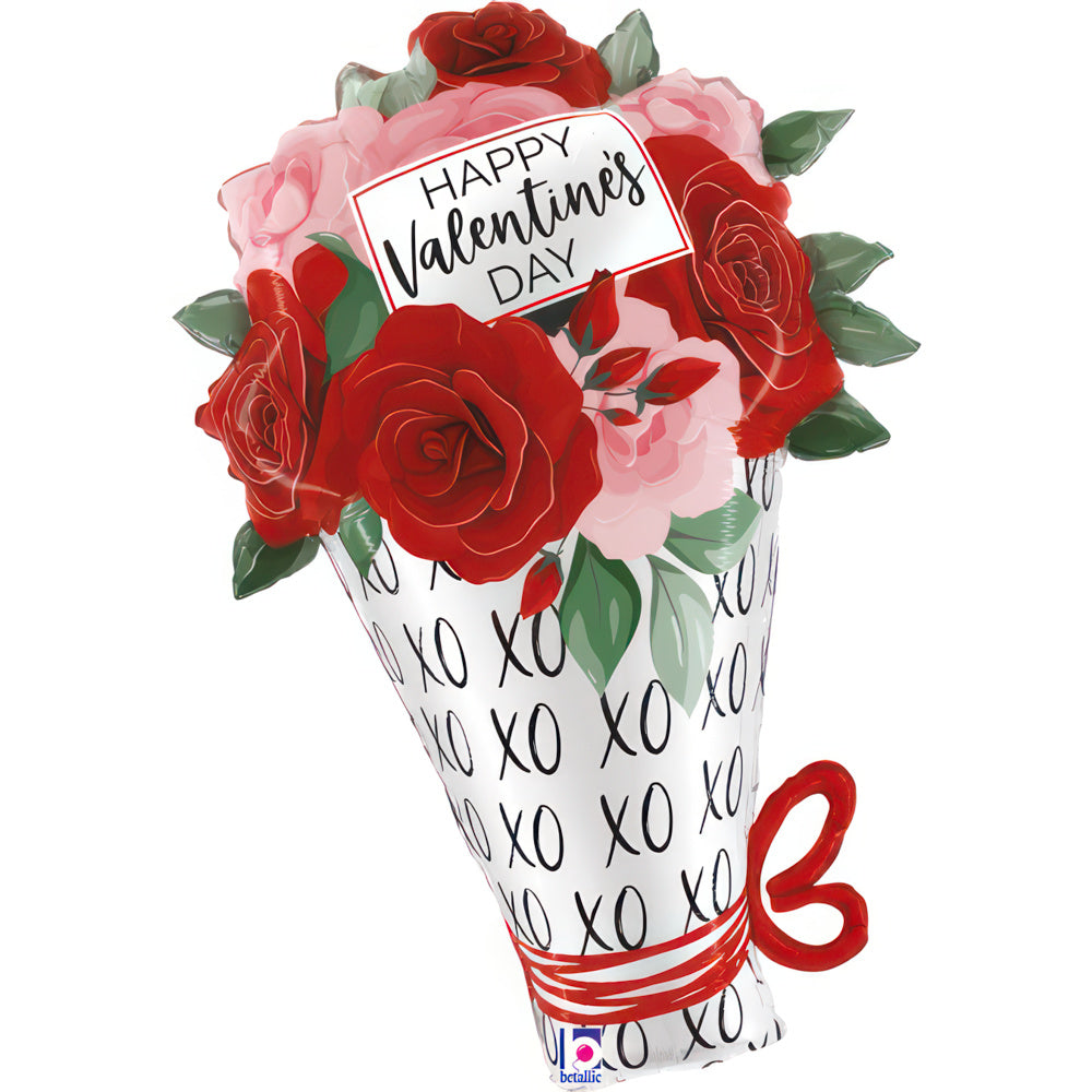 Happy Valentine's Day Rose Bouquet Foil Balloon