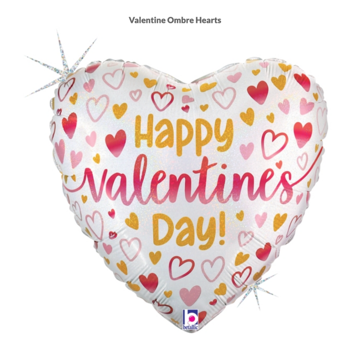 Happy Valentine's Day Glitter Holo Heart Foil Balloon