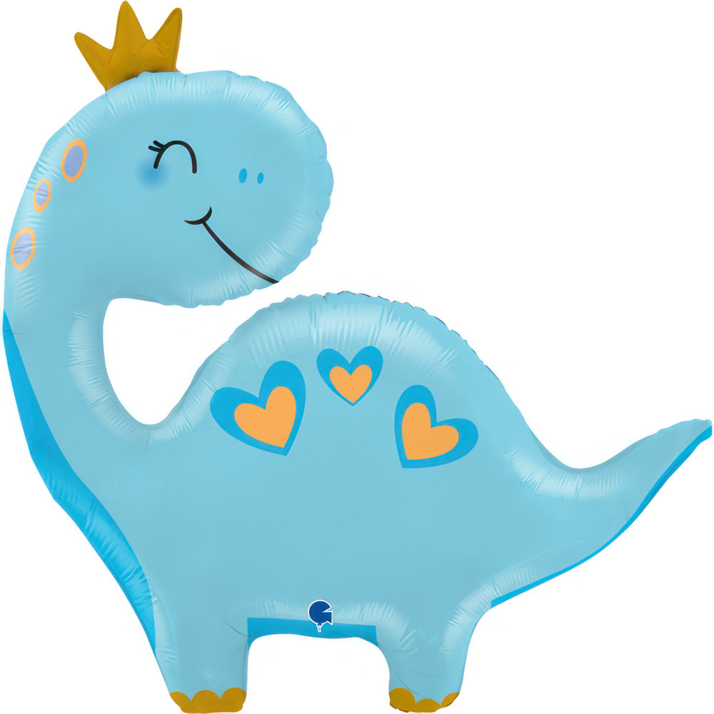 Blue Crowned Dinosaur Foil Balloon