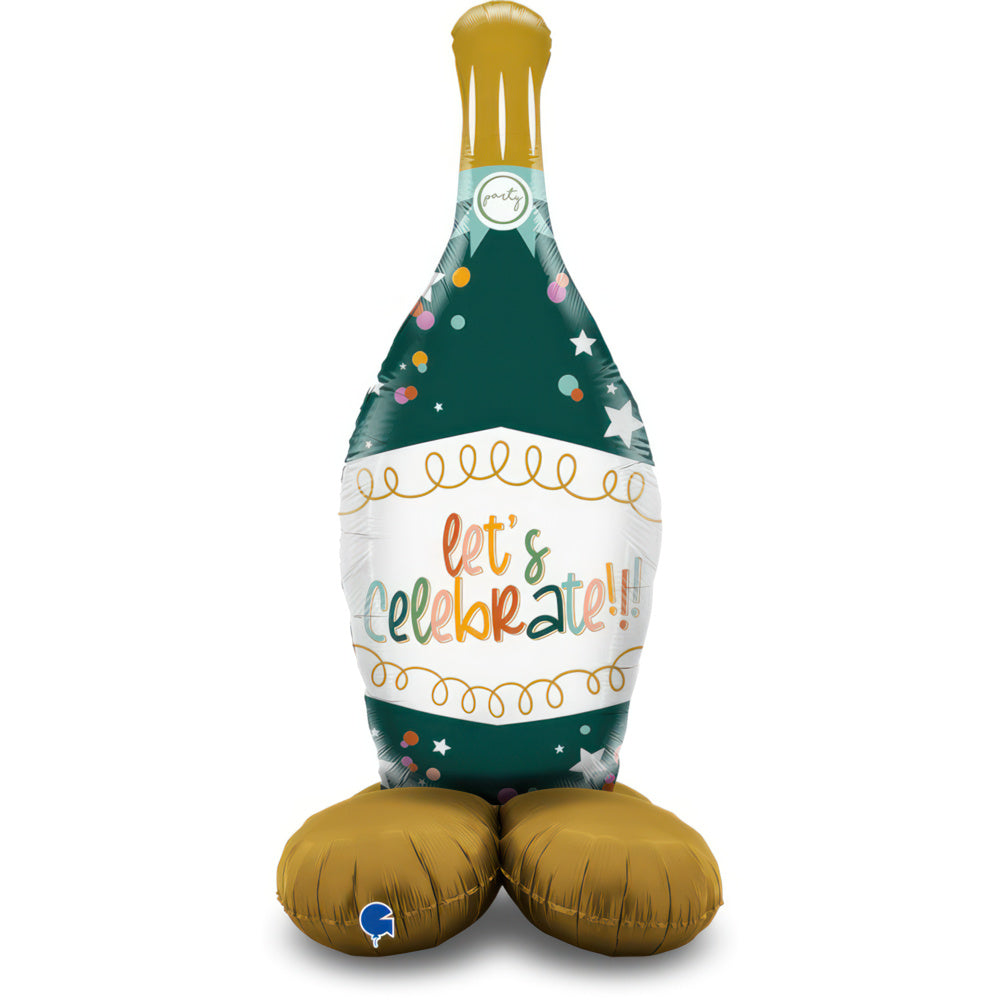 Champagne Bottle Foil Balloon Set – Self-Standing (54 Inches)