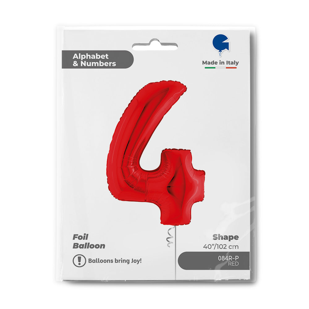 Number 4 Foil Balloon – Red