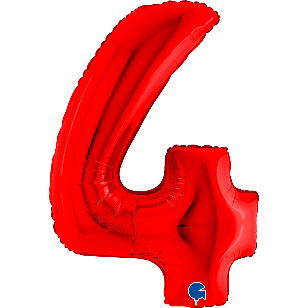 Number 4 Foil Balloon – Red
