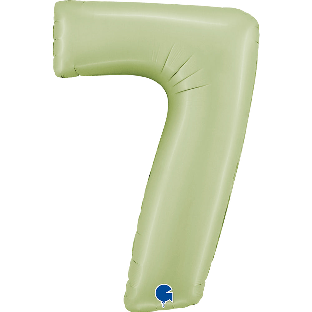 Number 7 Foil Balloon – Olive Green Satin Finish
